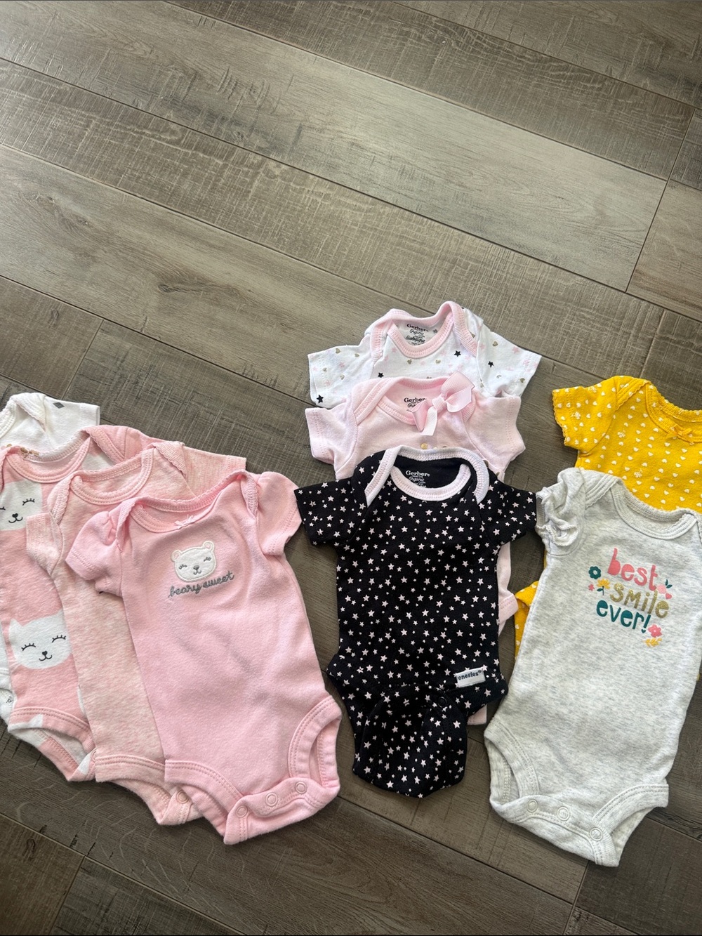 Carter's Pink, Black, Yellow & Gray Baby One-Piece Bodysuit Pack